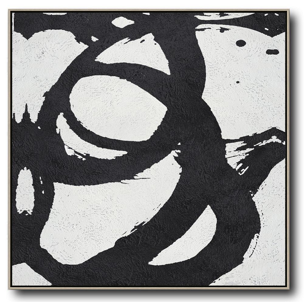 Minimal Black and White Painting #MN84A - Click Image to Close
